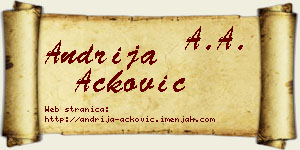Andrija Acković vizit kartica